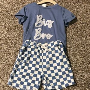Kids Blue Checkered 'Big Bro' Set